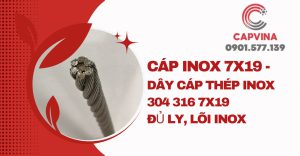 Dây cáp thép inox 304 316 7x19 đủ ly, lõi inox