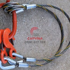 Sling cáp thép bấm chì 2 chân