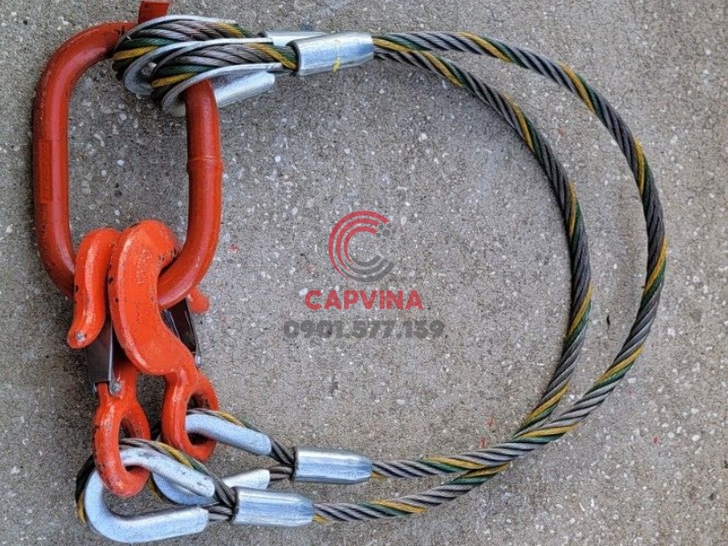 Sling cáp thép bấm chì 2 chân