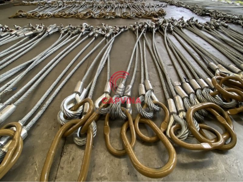 Sling cáp thép bấm chì 4 chân