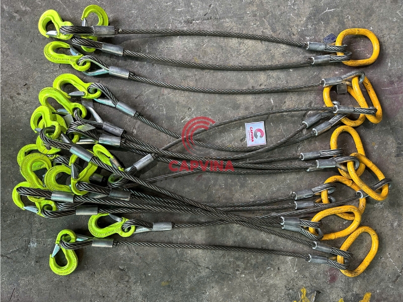 Sling cáp thép bấm chì 2 chân