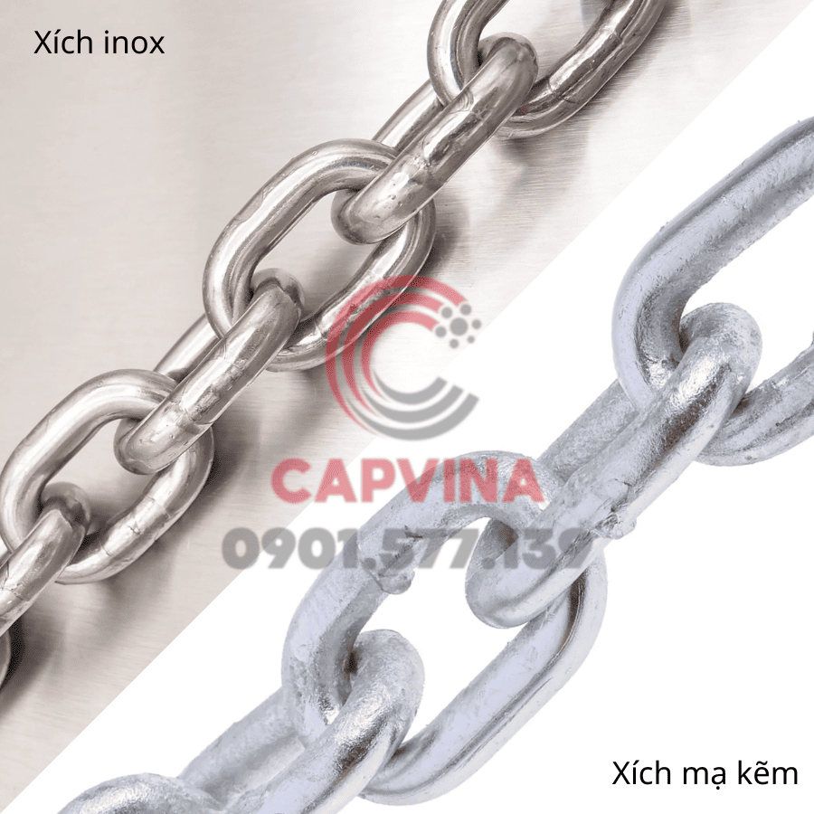 xích inox và xích mạ kẽm